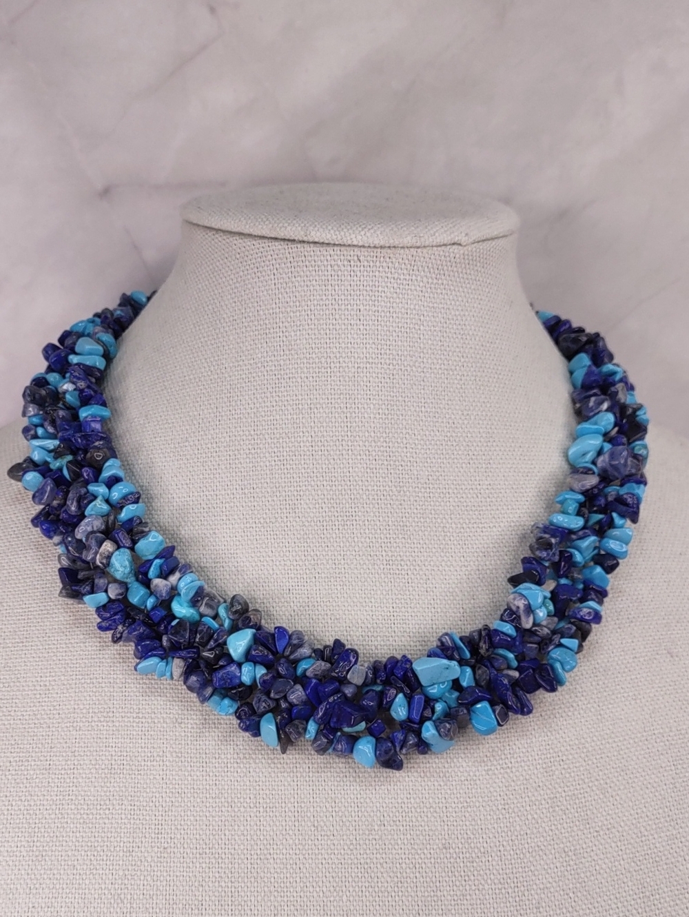 Artisan Crafted Lapis/Turquoise Necklace - Picture 2 of 4